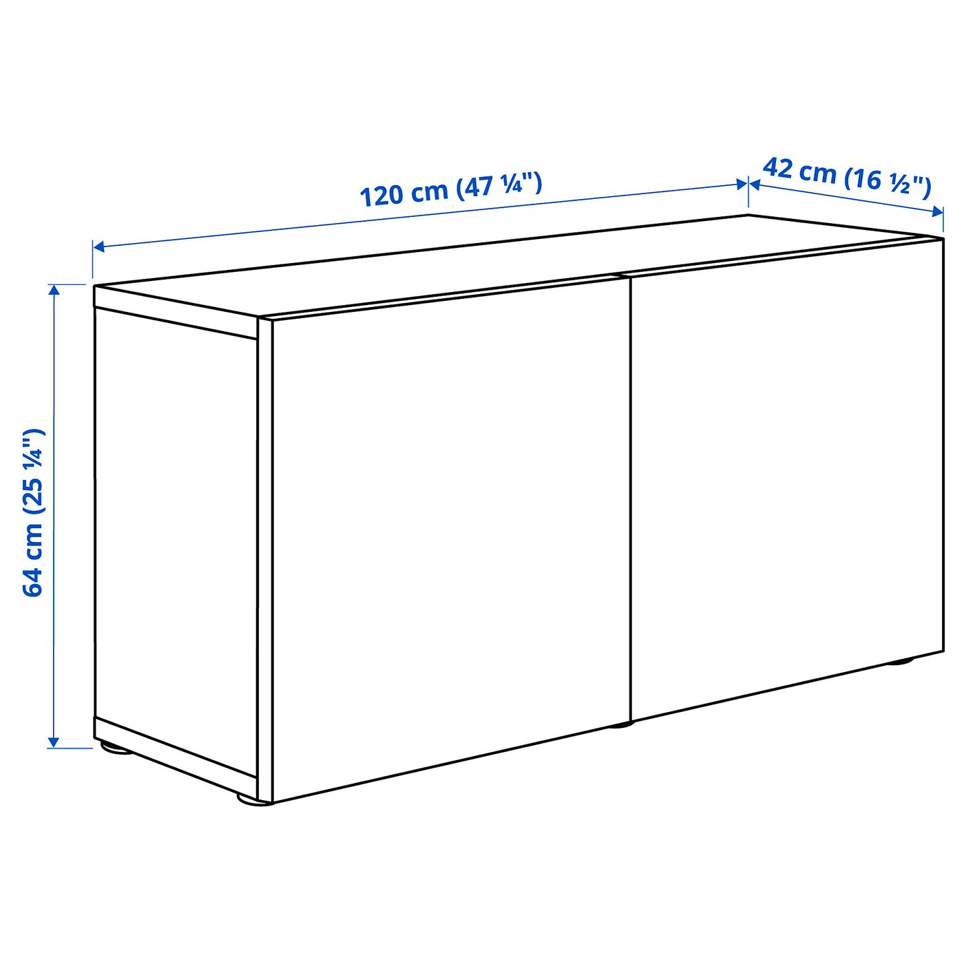 Illustration with measurements for the product: BESTÅ.
