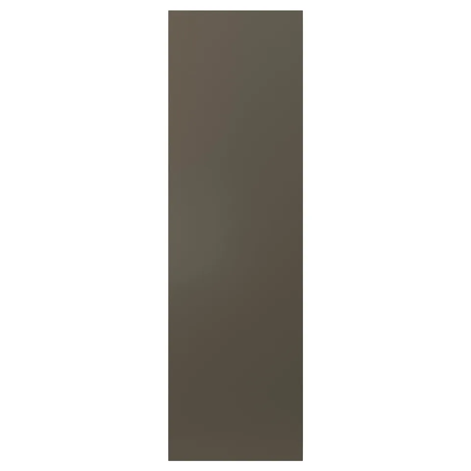 A black rectangular HAVSTORP cabinet door, sleek with smooth, straight lines.