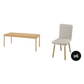 TONSTAD set: dining table + chair x6