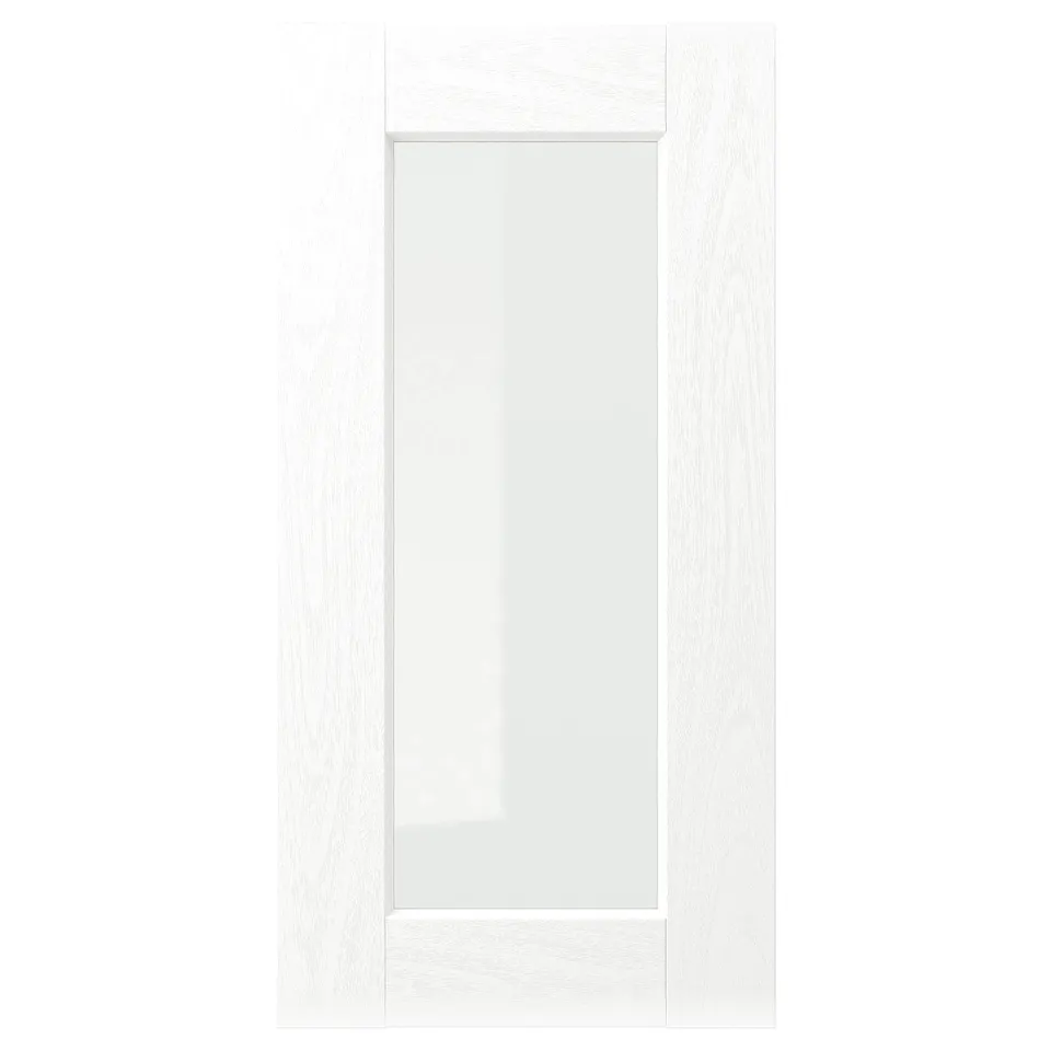 ENKÖPING white cabinet door with glass panel, sleek design.