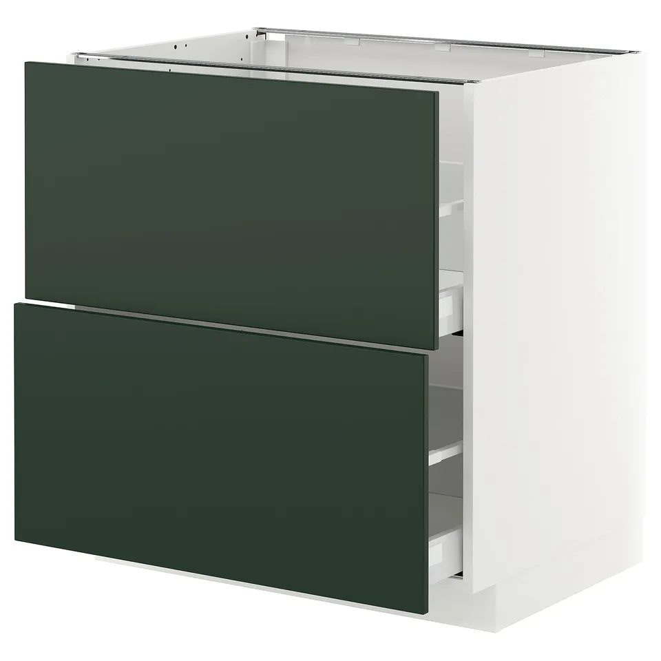 Modern kitchen unit: METOD. White with green drawers, sleek design, sturdy construction.