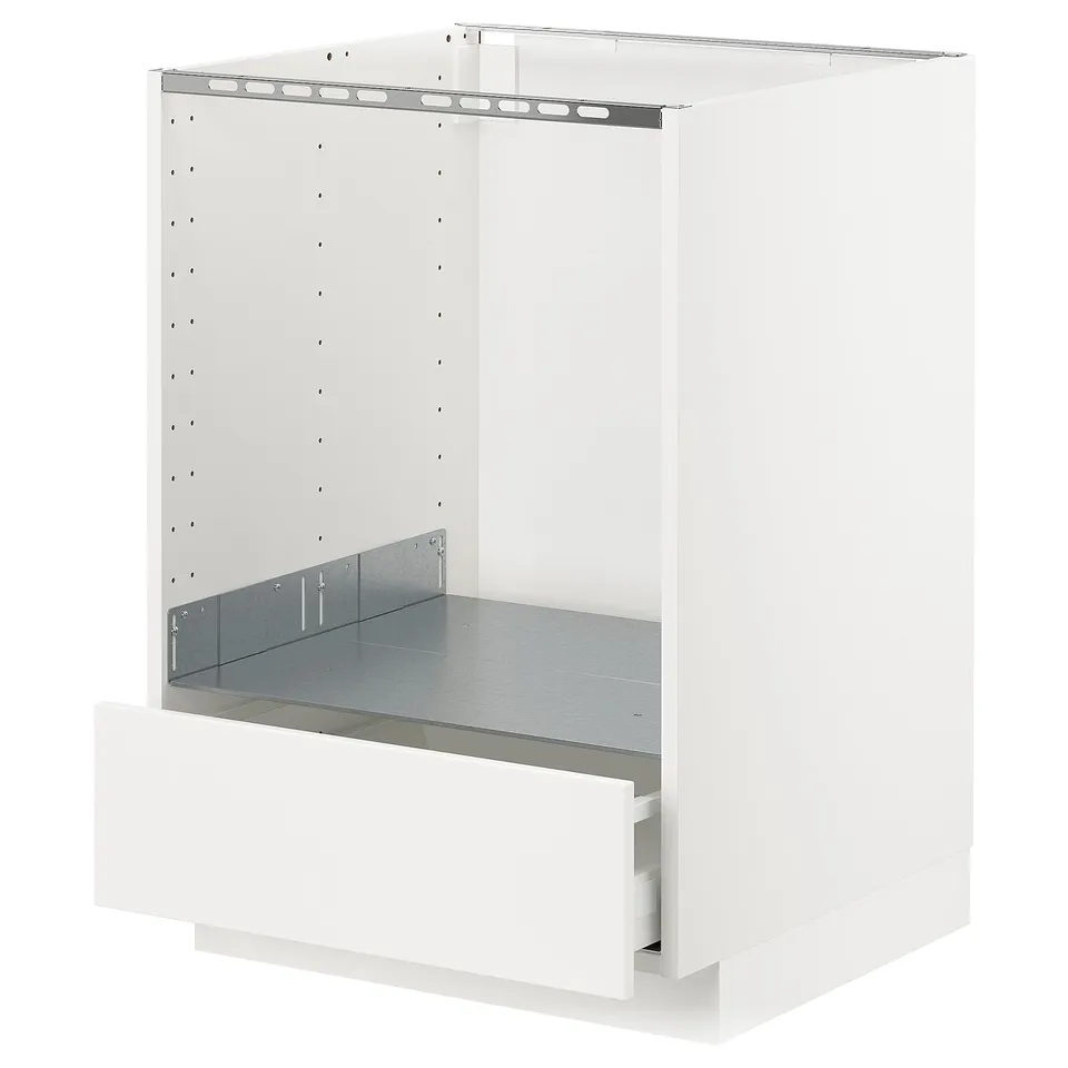 METOD white kitchen cabinet with drawer, sleek modern design, sturdy particleboard, smooth drawer glide.