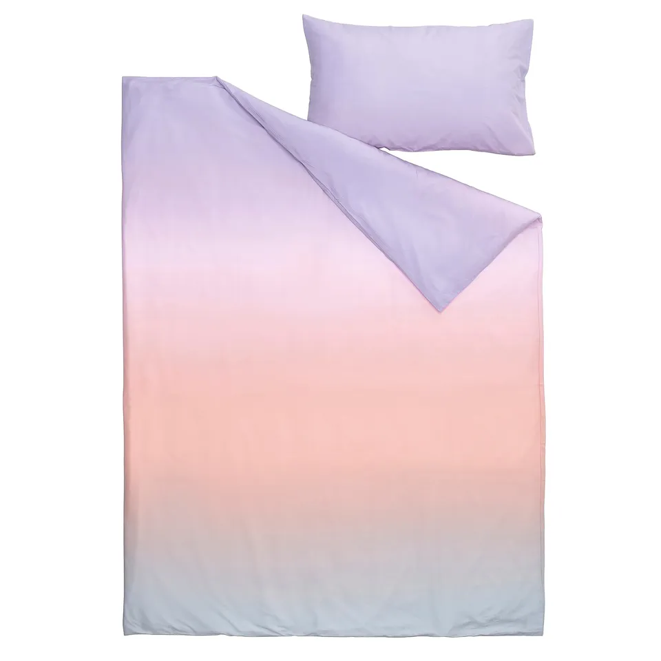 FLÄDERBUSKE duvet set, pastel gradient, soft blend, rectangular with pillow.