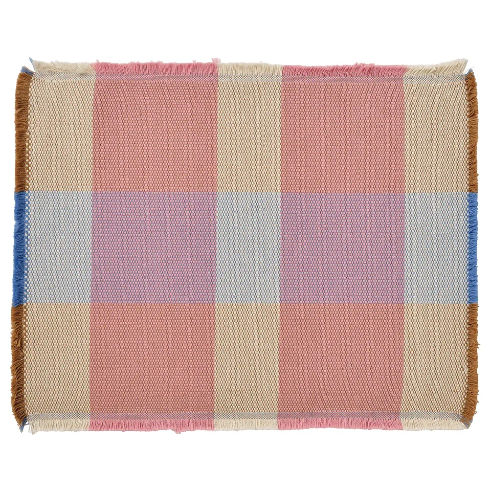STRANDFLOKA table runner, colourful stripes, rectangular, cotton blend, fringed ends.