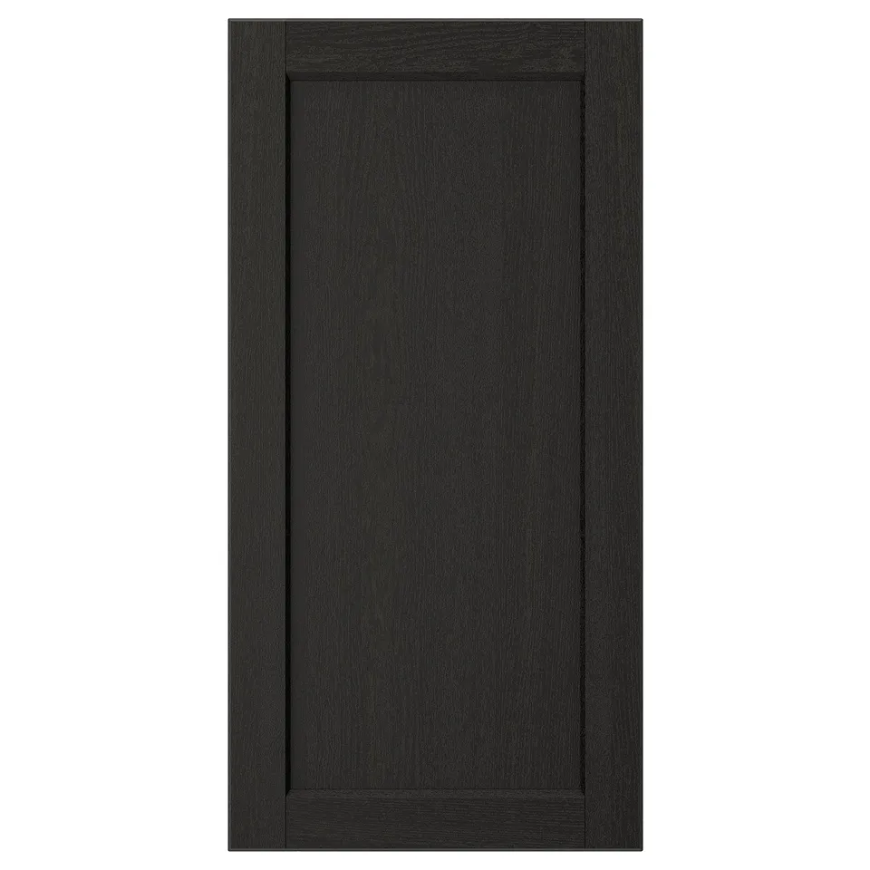 Black LERHYTTAN cabinet door with bevelled wood edges, traditional style.