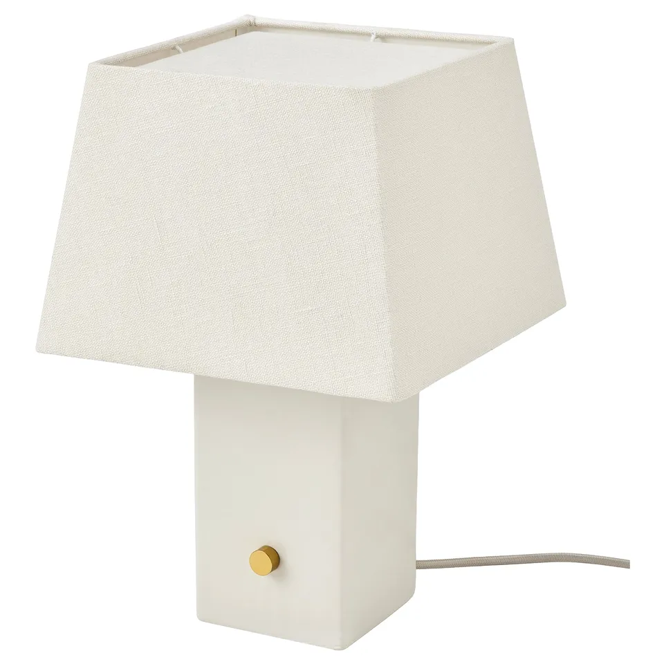 HALGATT Table lamp, dimmable white/white ceramic, 35 cm