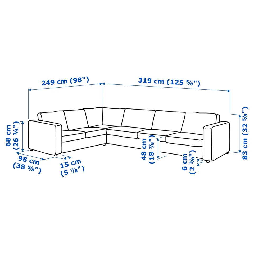 VIMLE Corner sofa, 5-seat, Gunnared beige