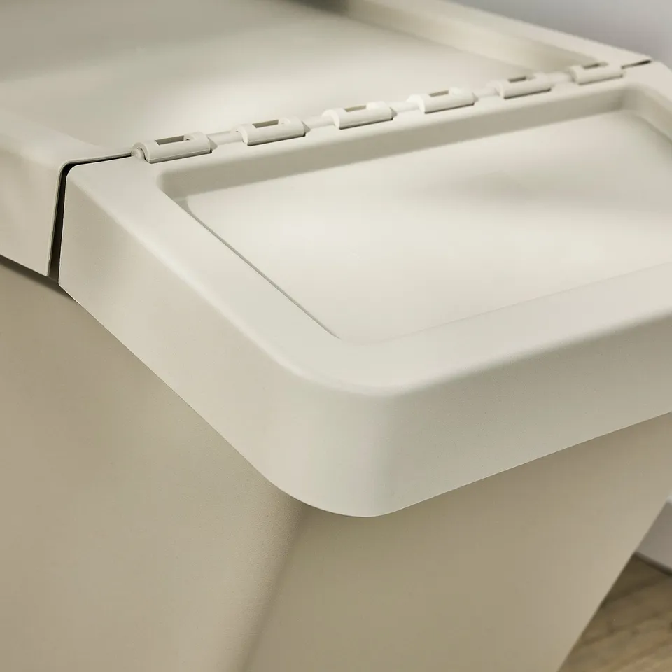 SORTERA Sorting bin with lid, beige, 60 l