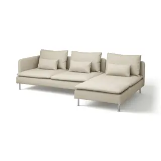 SÖDERHAMN 4-seat sofa with chaise longue, and open end Fridtuna/light beige, Width 285 x Depth 99 cm