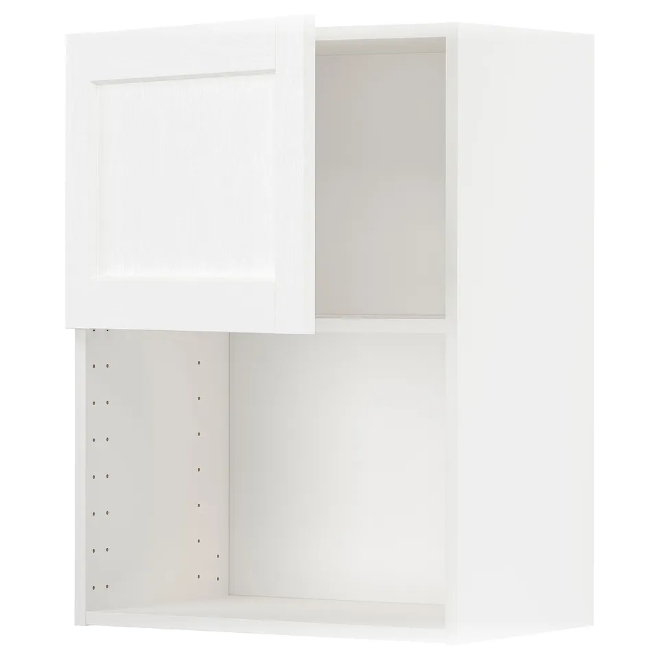 A white METOD kitchen cabinet with a clean, modern design and adjustable shelves.