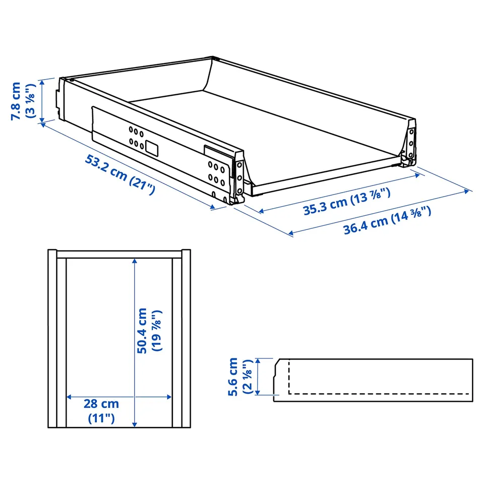 MAXIMERA Drawer, low, white, 40x60 cm