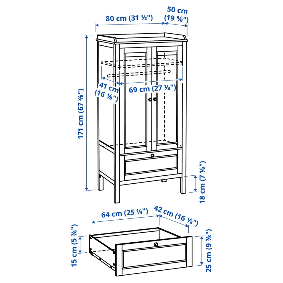 Illustration with measurements for the product: SUNDVIK.