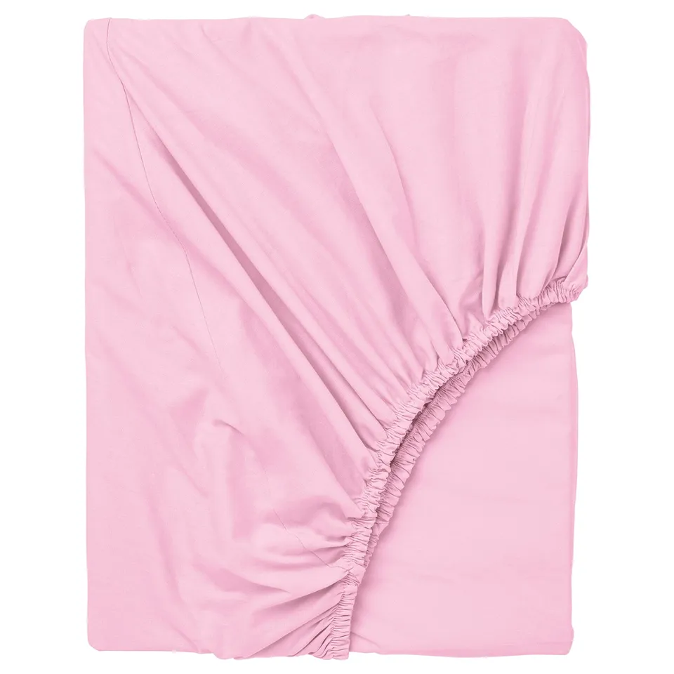 Pink DVALA cotton fitted sheet, elastic edges, up to 26 cm thick, comfortable & breathable.