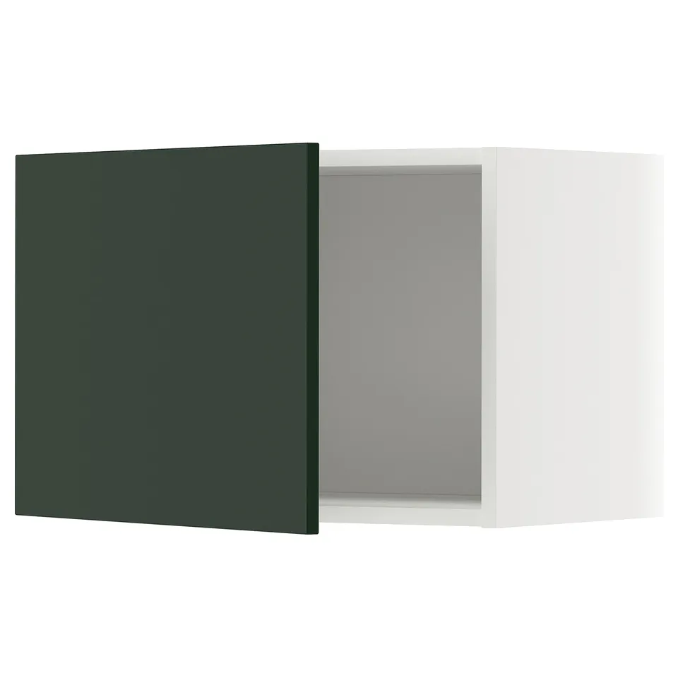 A dark green kitchen cabinet from IKEAs METOD system, featuring a modern design and sturdy construction.