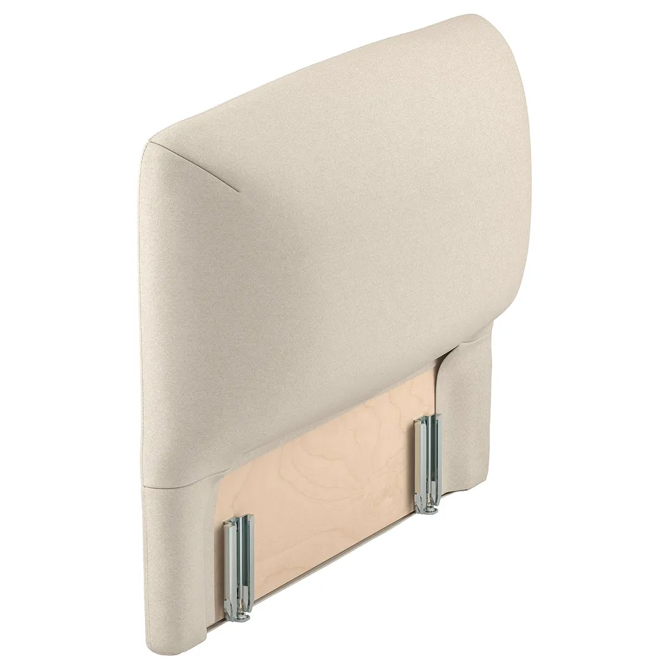 Beige LILLEHEM headboard, curved, metallic hinges.