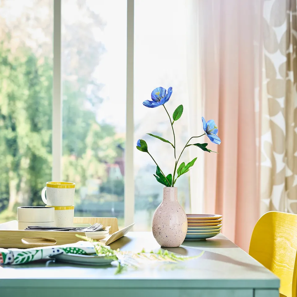 SMYCKA Artificial flower, in/outdoor Poppy/blue, 57 cm