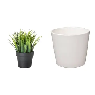 artificial potted plant + pot set: artificial potted plant + plant pot