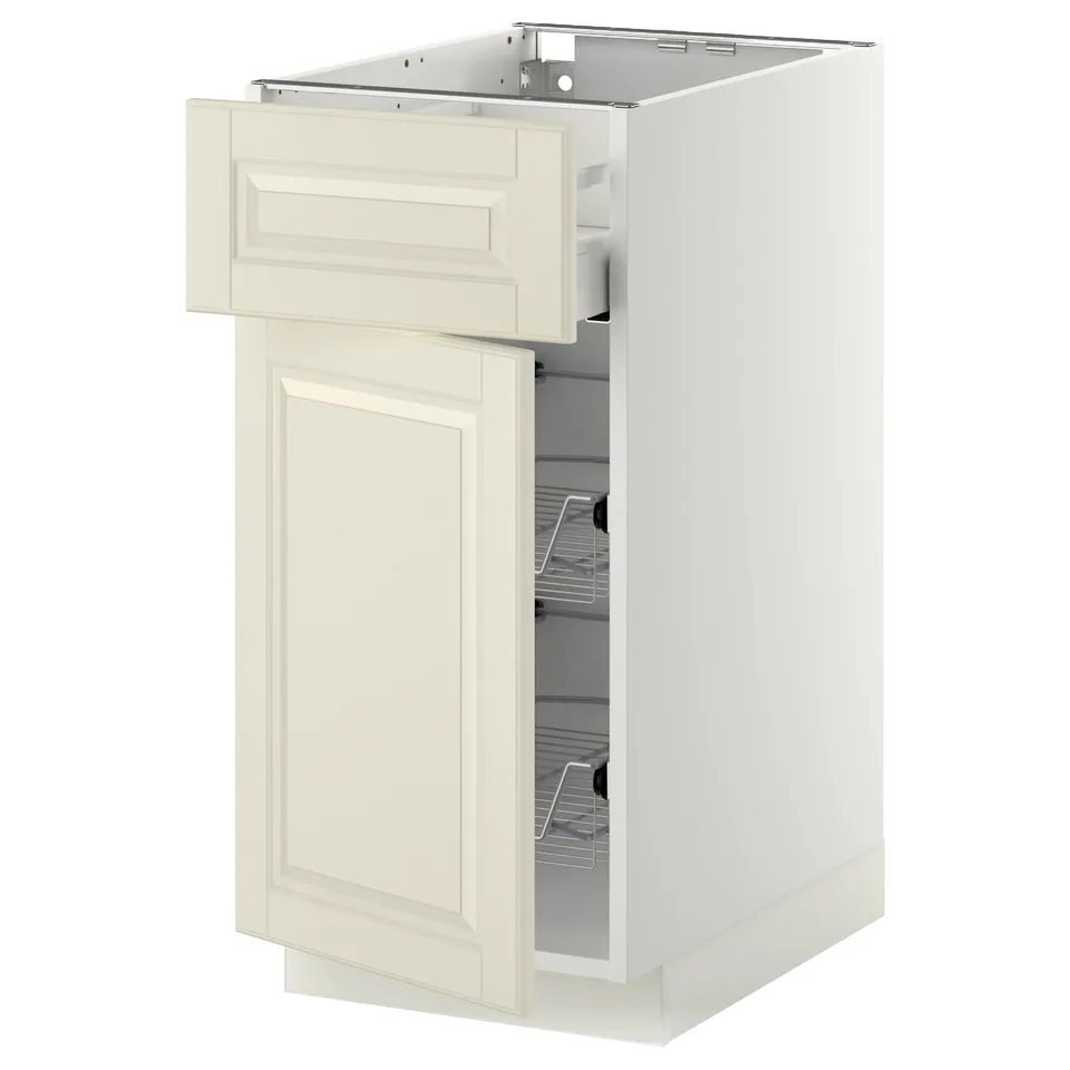 Ikea METOD off-white kitchen cabinet with drawer, beveled edges.