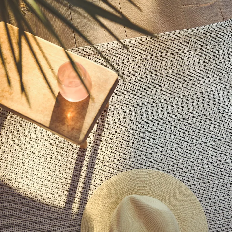 TIPHEDE Rug, flatwoven, natural/black, 120x180 cm