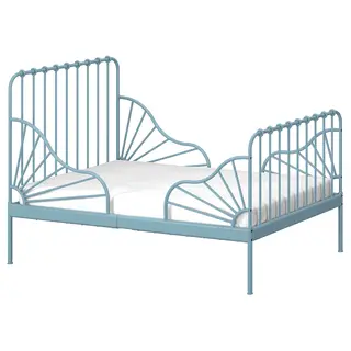 MINNEN extendable bed, grey-blue, 80x200 cm
