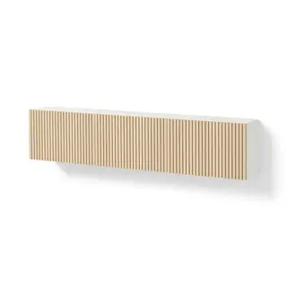 BESTÅ wall-mounted cabinet combination, white/Björköviken ash veneer, Depth 22 x Height 38 x Width 180 cm