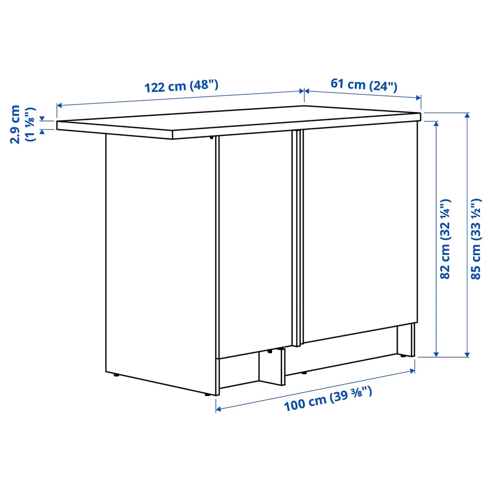 KNOXHULT Corner base cabinet, white, 100x85 cm