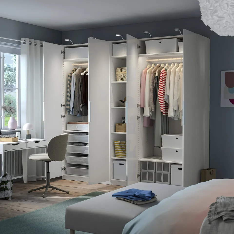 PAX / FORSAND Wardrobe, white/white, 250x60x236 cm