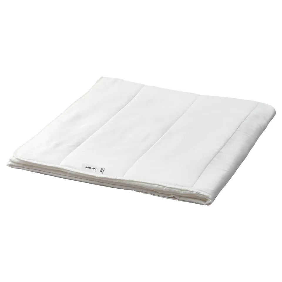 White GRÄSROTSFLY duvet, smooth silky cover, rectangular shape, simple design.