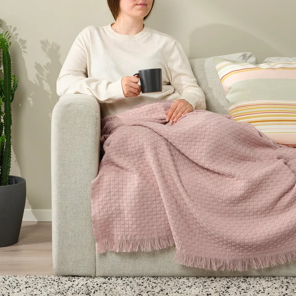 HORNMAL Throw, light pink, 130x170 cm