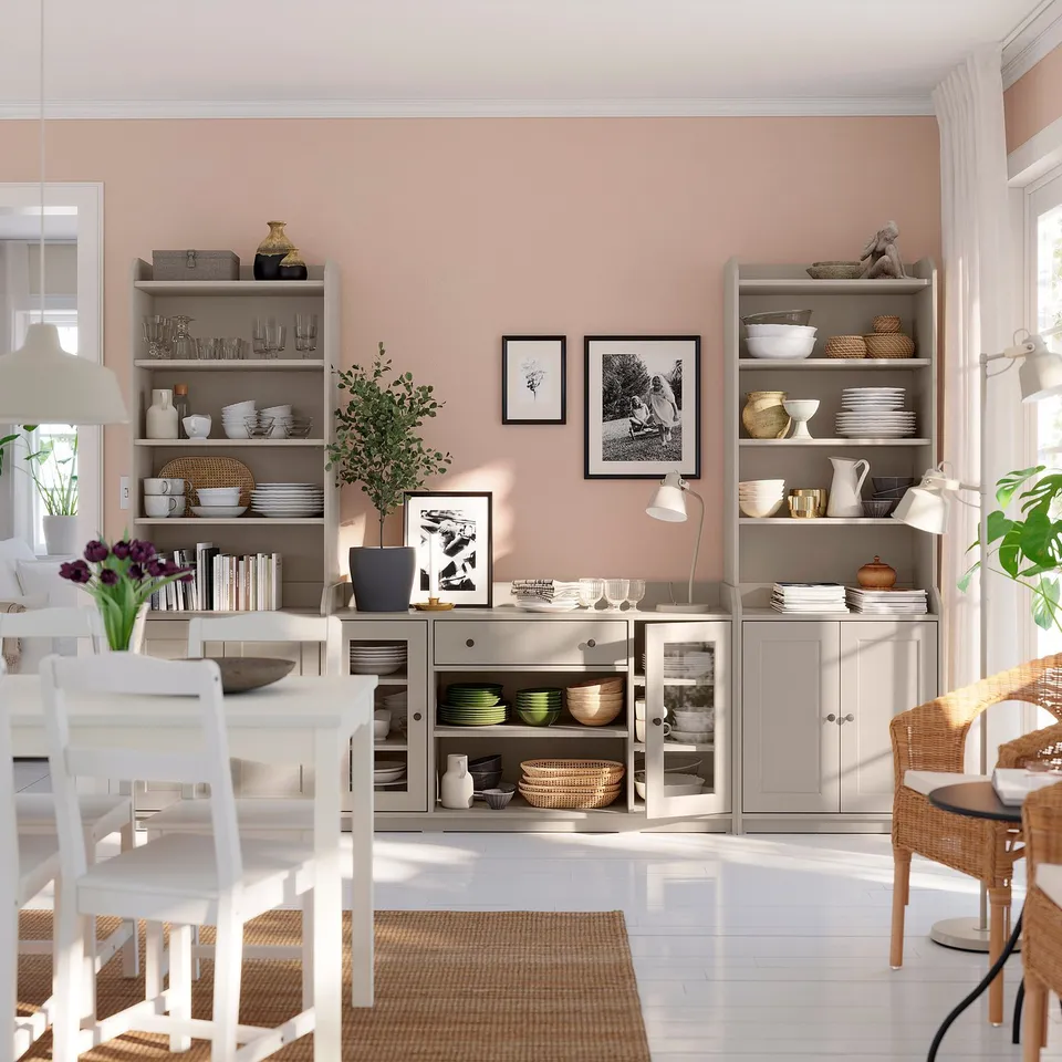HAUGA Storage combination, beige, 279x46x199 cm
