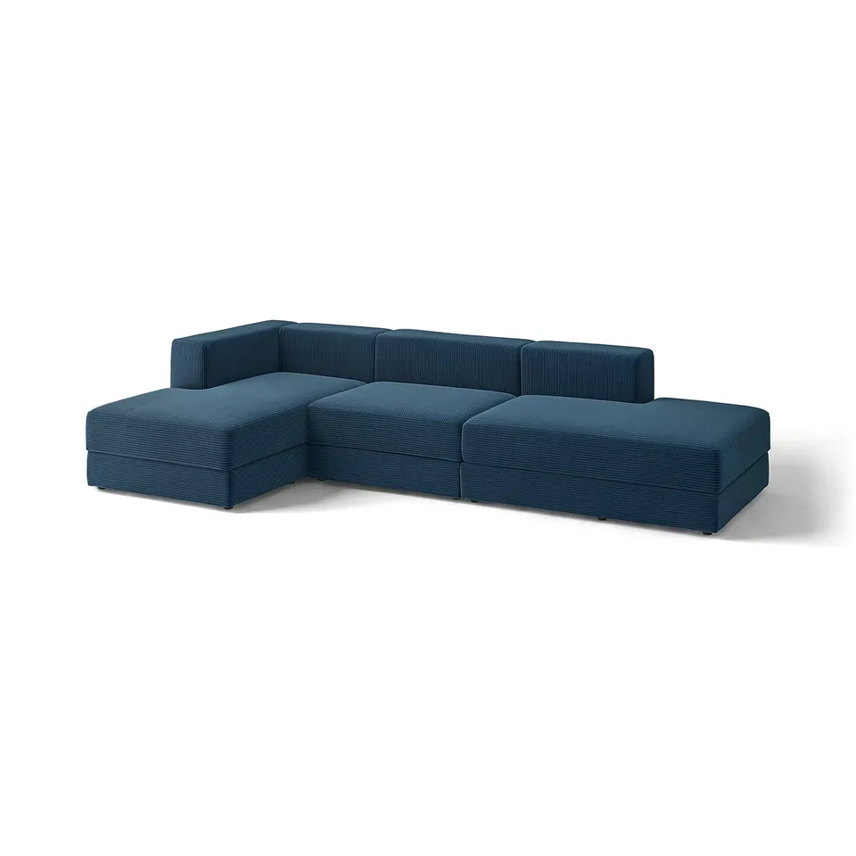 JÄTTEBO blue modular sofa, modern design with clean lines, deep seats, and storage.