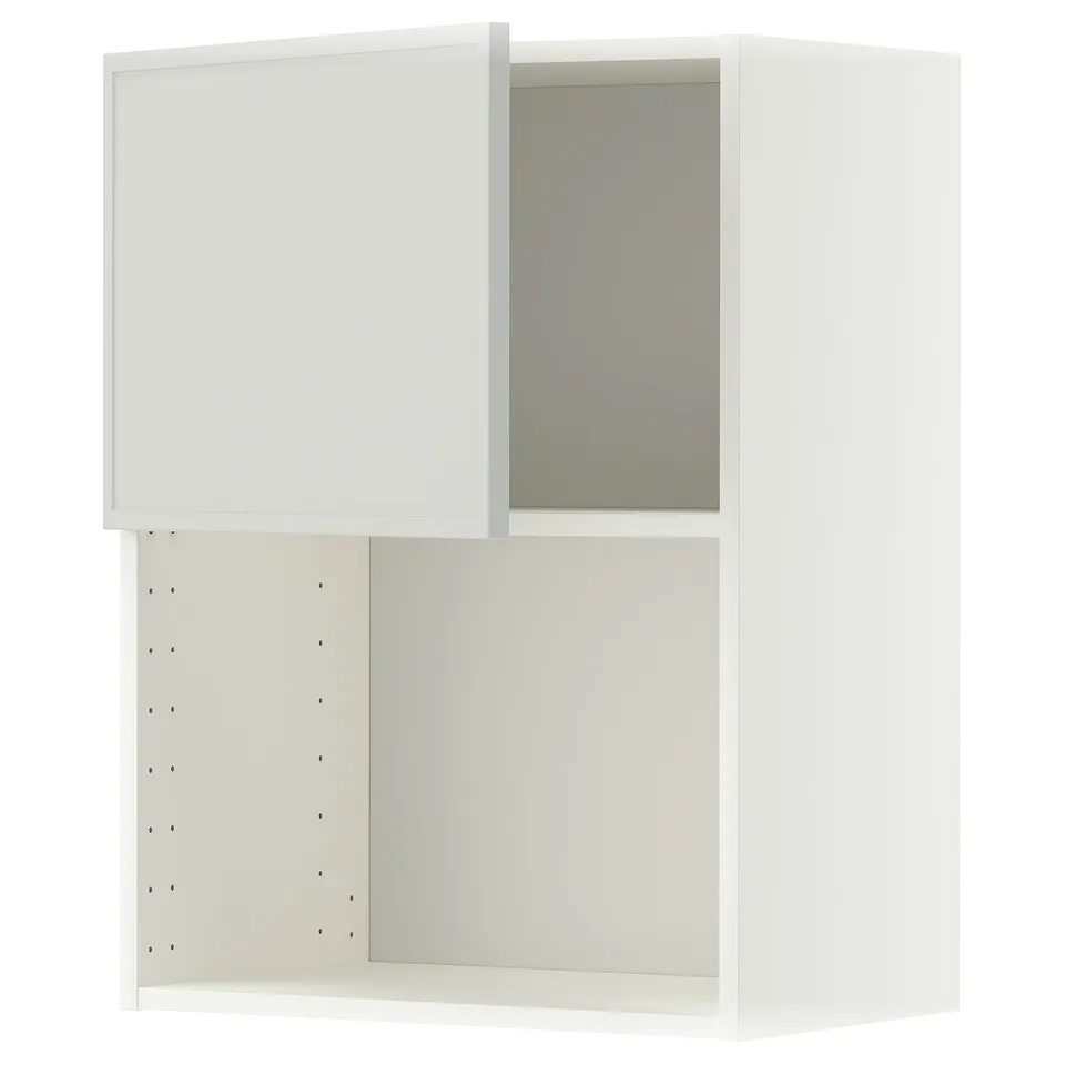 METOD Wall cabinet for microwave oven, white/Aspudden light grey, 60x37x80 cm