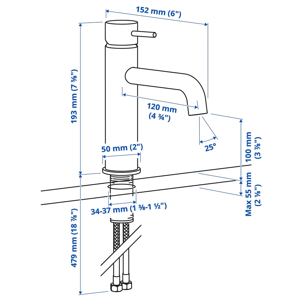 SALLSJÖN Bathroom mixer tap top lever, black, M