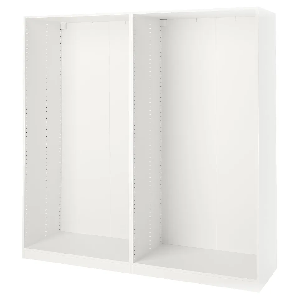 PAX wardrobe frame: white, modular, rectangular, metal structure.