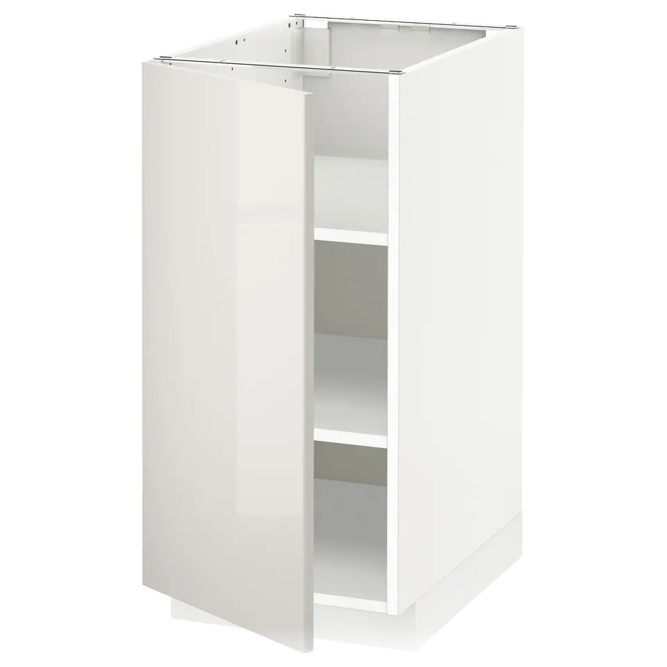 White high gloss METOD cabinet with single door, square shape, modern sleek design.