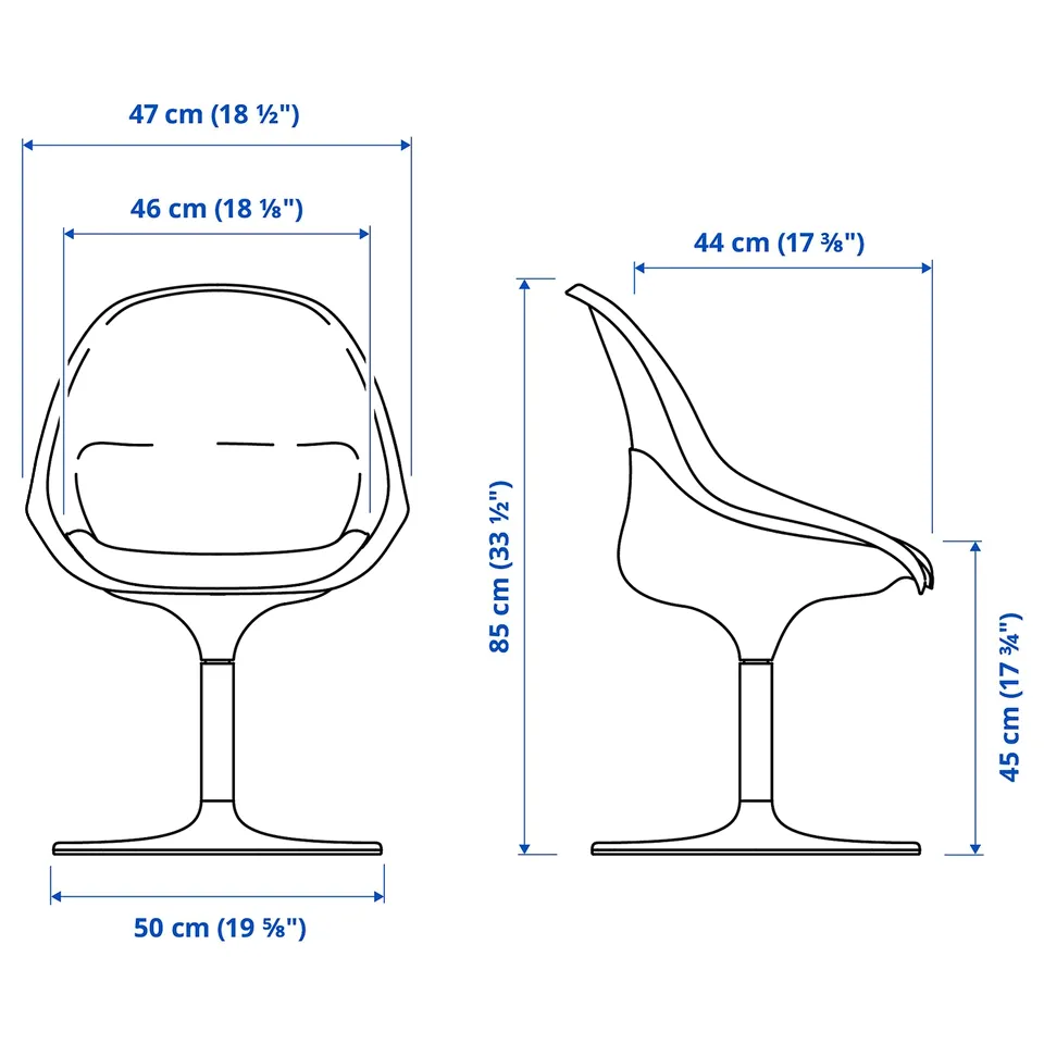 Illustration with measurements for the product: BALTSAR.