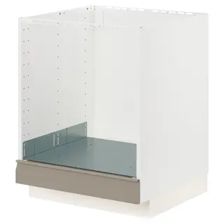 METOD / MAXIMERA base cabinet for oven, white/Upplöv matt dark beige, Width 60.0 x Depth 61.8 cm