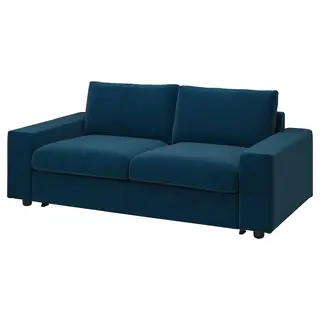 VIMLE 2-seat sofa-bed, with wide armrests/Djuparp dark green-blue