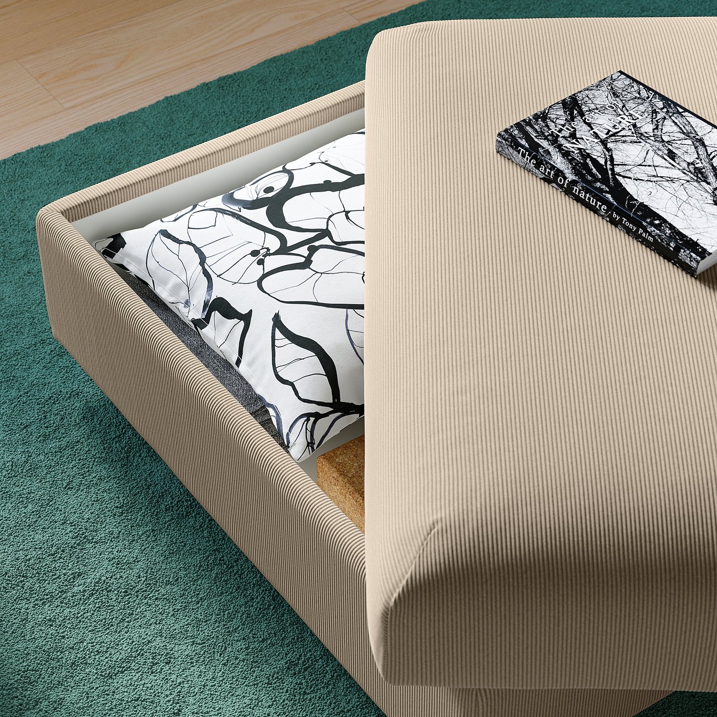 VIMLE Footstool with storage, Kelinge beige