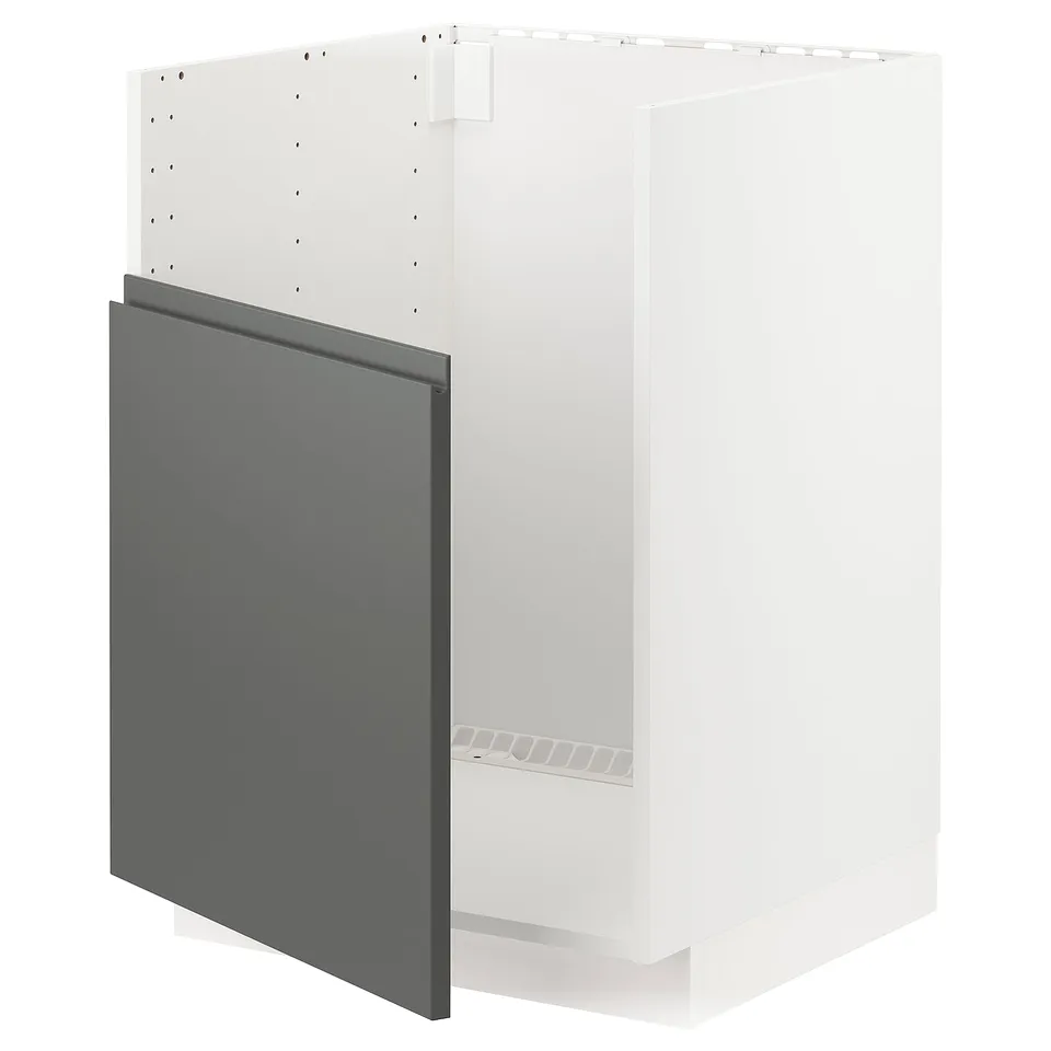 METOD kitchen unit, white frame, grey door, modern design.