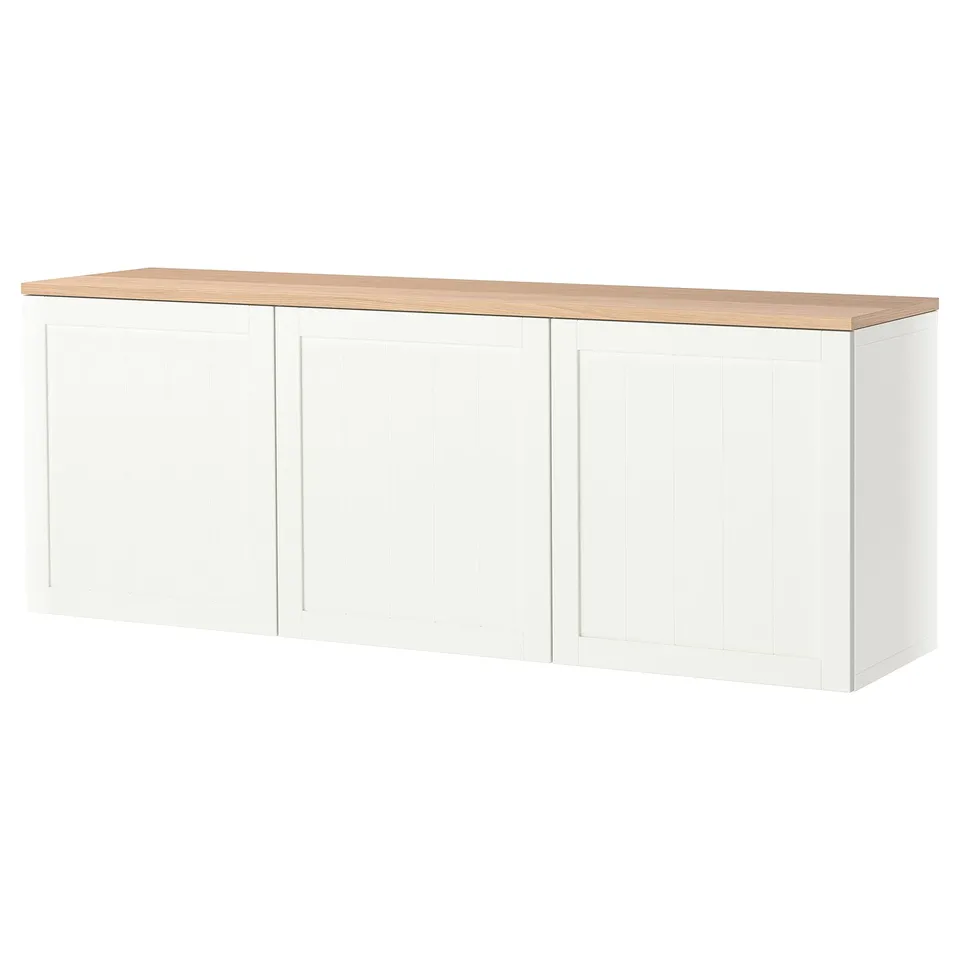 BESTÅ Wall-mounted cabinet combination, white/Pipmakare white, 180x42x66 cm