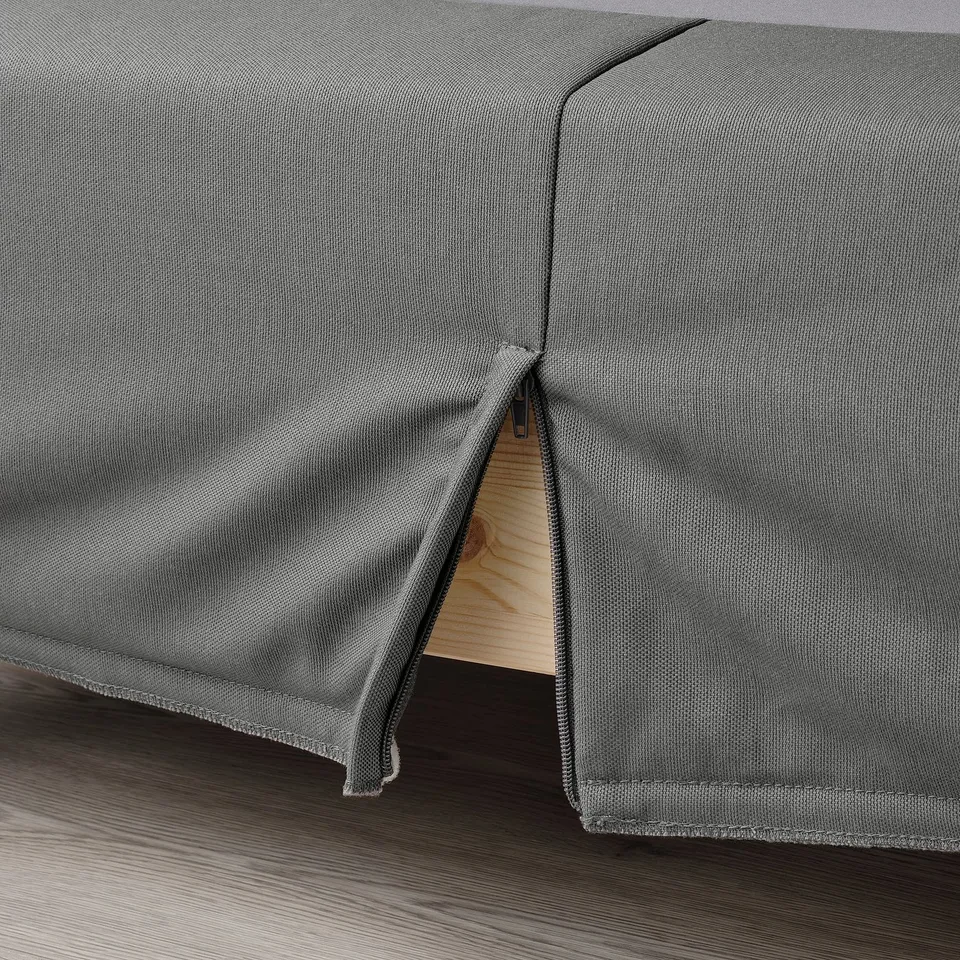 LYNGÖR Divan bed, Vesteröy extra firm/light blue dark grey, 150x200 cm
