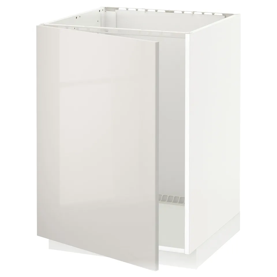 White METOD cabinet, glossy finish, rectangular shape, modern design.