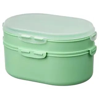 UTBJUDA stackable lunch box for dry food, light green, Height 9 x Length 17 x Width 12 cm