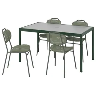 SEGERÖN / ENSHOLM table and 4 chairs, outdoor dark green/green, 147 cm
