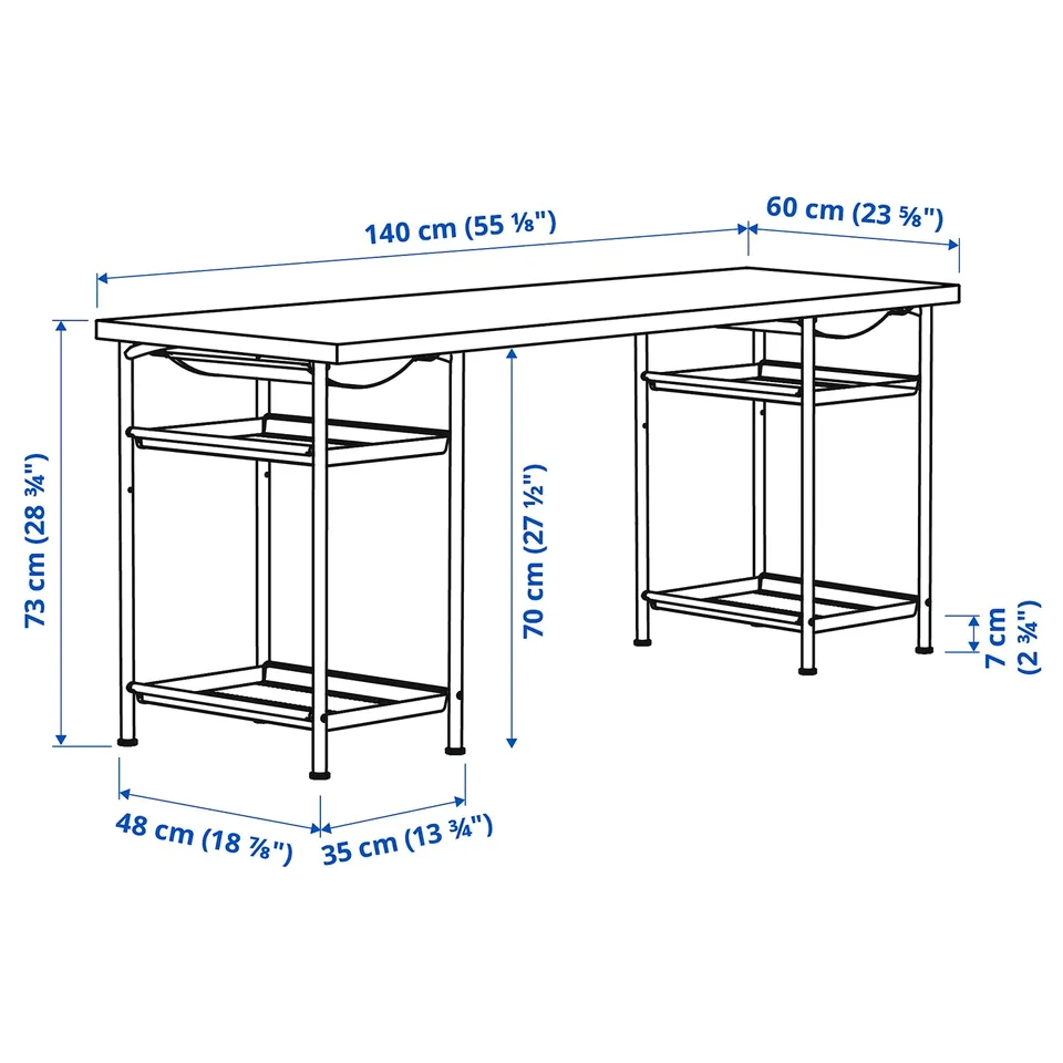 LAGKAPTEN / SPÄND Desk, black-brown/black, 140x60 cm