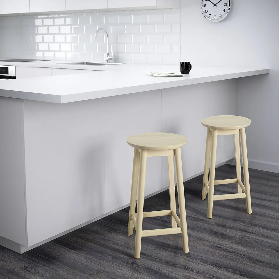 RÄVSTEN Bar stool, counter height rubberwood, 62 cm