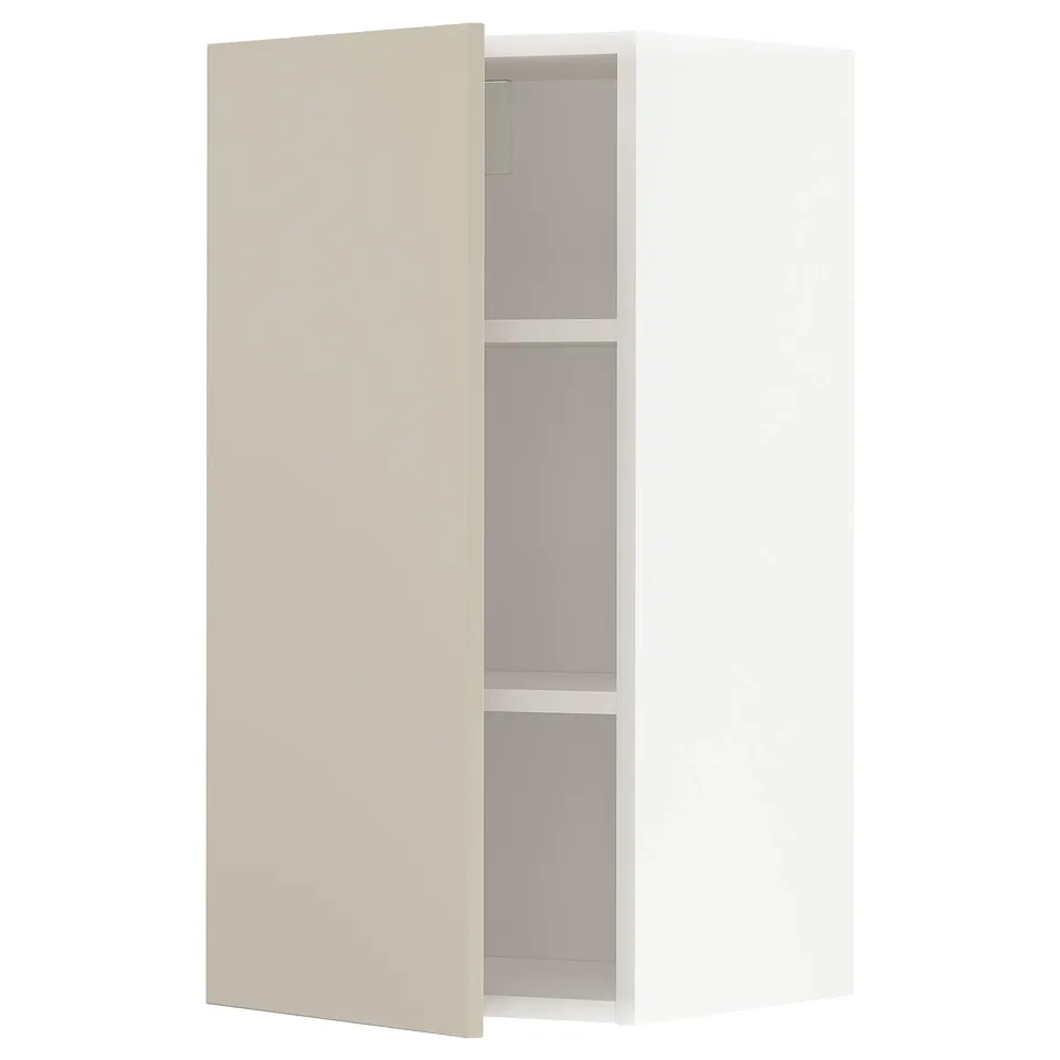 Beige METOD cabinet with 2 shelves, modern design.