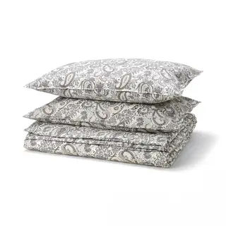 RODGERSIA duvet cover and 2 pillowcases, grey/white, 240x220/50x80 cm