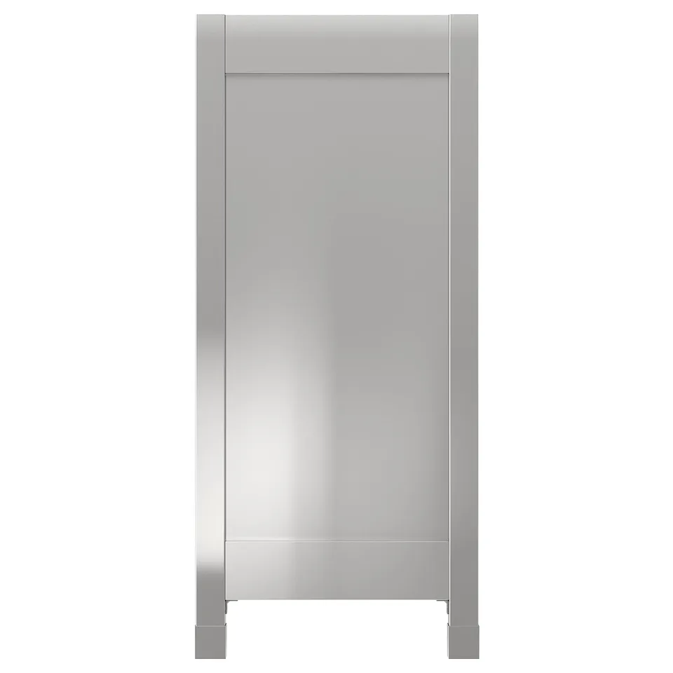 A VÅRSTA stainless steel kitchen cabinet in a sleek, modern design with clean lines and two legs.